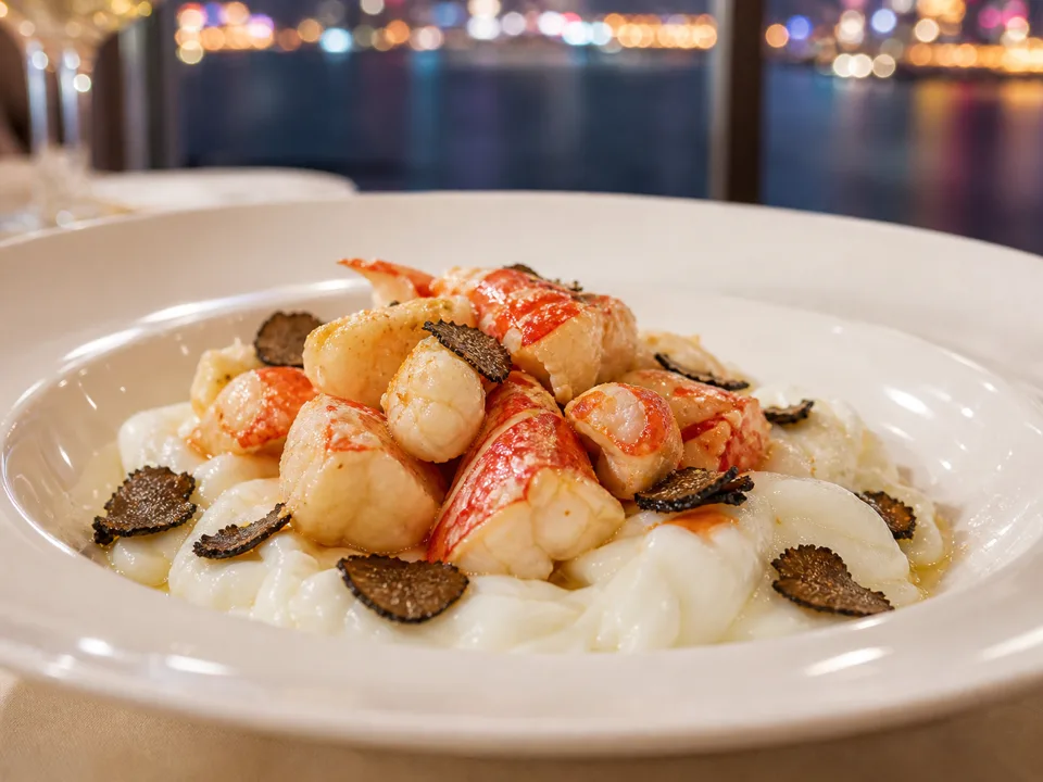 Wok-Fried Lobster with Egg White and Black Truffles — signature food visual for Above & Beyond