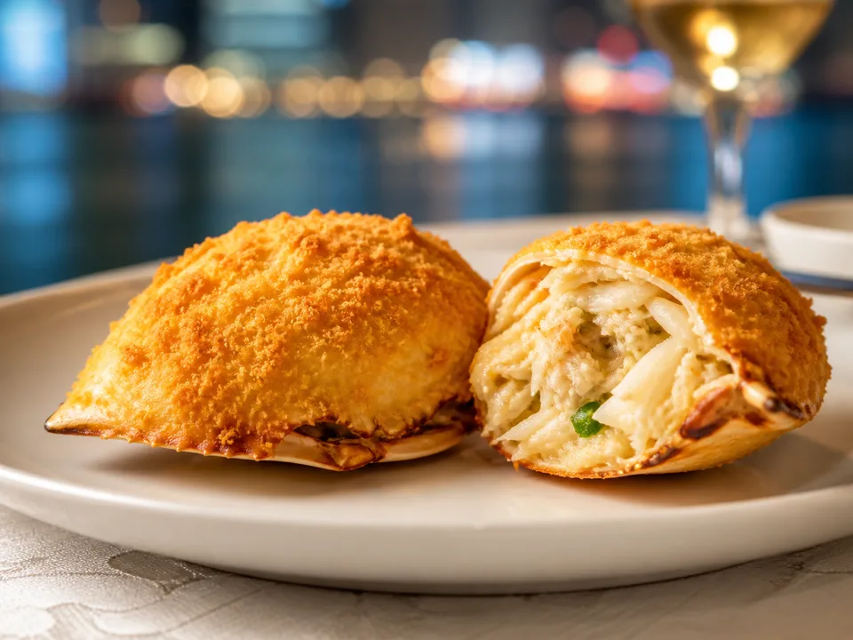 Golden Stuffed Crab Shell with Crabmeat — signature food visual for Lai Ching Heen