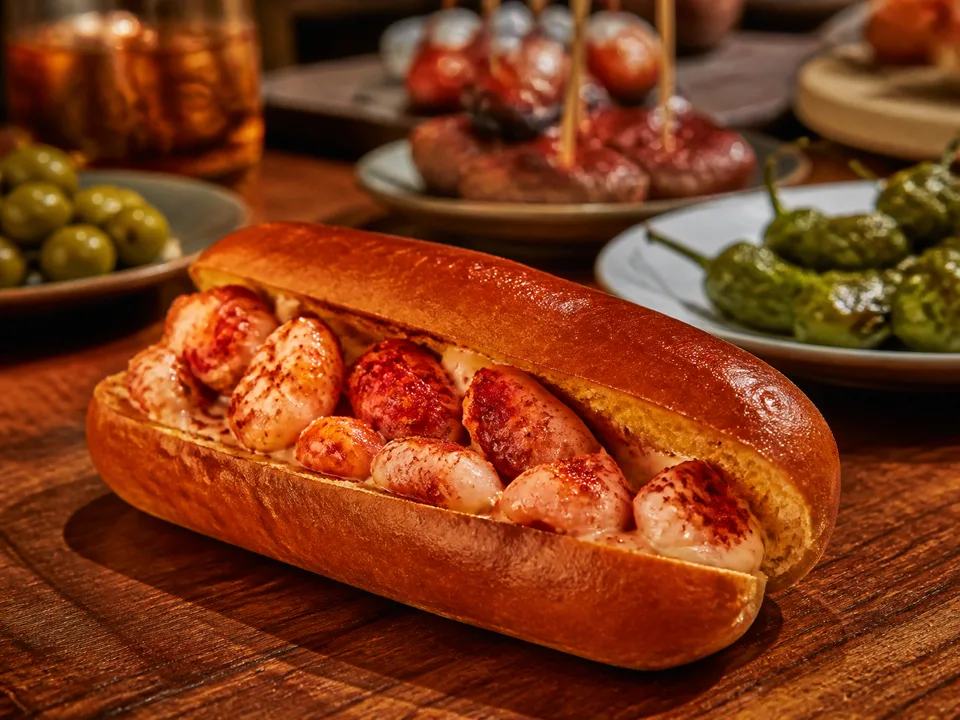 Spanish Red Prawn Hot Dog — signature food visual for Pica Pica
